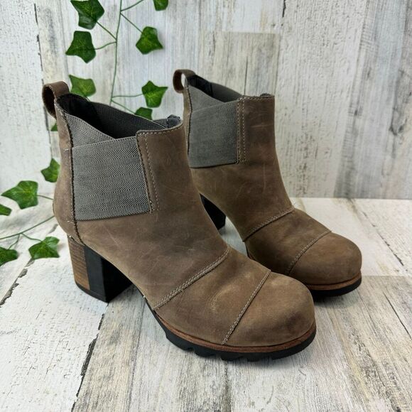 Sorel Addington Waterproof Leather Chelsea Heel Boots Women's Sz 7.5 - Picture 1 of 7